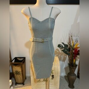 Guess Women's Blue Sleeveless Party Cocktail Dress Small Spaghetti Strap Belt